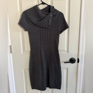 Decree Charcoal One Shoulder Knit Dress